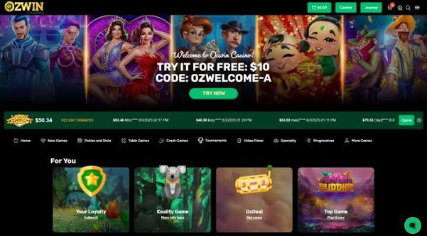 Ozwin Casino slot games selection
